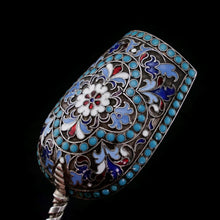 Load image into Gallery viewer, Antique Imperial Russian Solid Silver Enamel Cloisonne Caddy Spoon - Gustav Klingert 1891