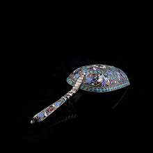 Load image into Gallery viewer, Antique Imperial Russian Solid Silver Enamel Cloisonne Caddy Spoon - Gustav Klingert 1891