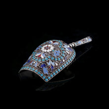 Load image into Gallery viewer, Antique Imperial Russian Solid Silver Enamel Cloisonne Caddy Spoon - Gustav Klingert 1891