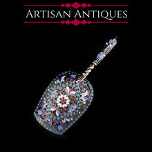 Load image into Gallery viewer, Antique Imperial Russian Solid Silver Enamel Cloisonne Caddy Spoon - Gustav Klingert 1891