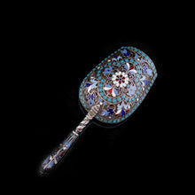 Load image into Gallery viewer, Antique Imperial Russian Solid Silver Enamel Cloisonne Caddy Spoon - Gustav Klingert 1891