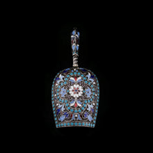 Load image into Gallery viewer, Antique Imperial Russian Solid Silver Enamel Cloisonne Caddy Spoon - Gustav Klingert 1891