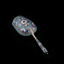 Load image into Gallery viewer, Antique Imperial Russian Solid Silver Enamel Cloisonne Caddy Spoon - Gustav Klingert 1891