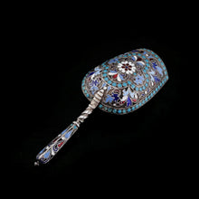Load image into Gallery viewer, Antique Imperial Russian Solid Silver Enamel Cloisonne Caddy Spoon - Gustav Klingert 1891