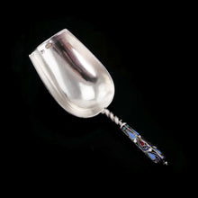Load image into Gallery viewer, Antique Imperial Russian Solid Silver Enamel Cloisonne Caddy Spoon - Gustav Klingert 1891