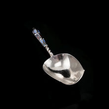 Load image into Gallery viewer, Antique Imperial Russian Solid Silver Enamel Cloisonne Caddy Spoon - Gustav Klingert 1891
