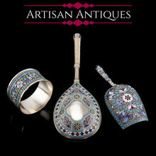 Load image into Gallery viewer, A Large Imperial Russian Solid Silver Enamel Champleve Spoon - Ivan Khlebnikov
