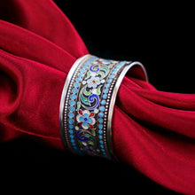 Load image into Gallery viewer, Antique Imperial Russian Solid Silver Cloisonne Enamel Napkin Ring - c1910