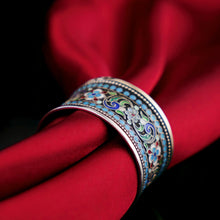 Load image into Gallery viewer, Antique Imperial Russian Solid Silver Cloisonne Enamel Napkin Ring - c1910