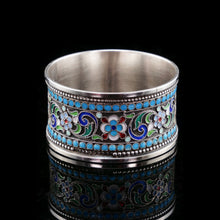 Load image into Gallery viewer, Antique Imperial Russian Solid Silver Cloisonne Enamel Napkin Ring - c1910