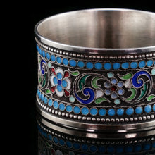 Load image into Gallery viewer, Antique Imperial Russian Solid Silver Cloisonne Enamel Napkin Ring - c1910