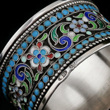 Load image into Gallery viewer, Antique Imperial Russian Solid Silver Cloisonne Enamel Napkin Ring - c1910
