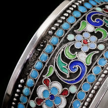 Load image into Gallery viewer, Antique Imperial Russian Solid Silver Cloisonne Enamel Napkin Ring - c1910