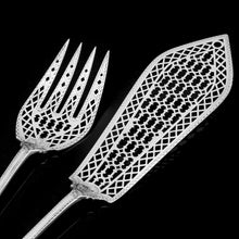 Load image into Gallery viewer, A Rare Victorian Solid Silver Hand-Pierced Fish Server Set - Martin Hall & Co. 1863