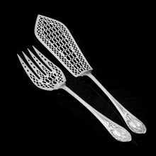 Load image into Gallery viewer, A Rare Victorian Solid Silver Hand-Pierced Fish Server Set - Martin Hall & Co. 1863