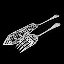 Load image into Gallery viewer, A Rare Victorian Solid Silver Hand-Pierced Fish Server Set - Martin Hall & Co. 1863