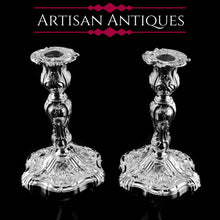 Load image into Gallery viewer, Magnificent Antique Solid Silver Pair of Rococo Candlesticks - 1890