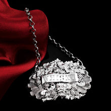 Load image into Gallery viewer, Antique Solid Silver Wine/Whisky Decanter Label with Bacchus & Vine Motifs - Taylor & Perry 1840