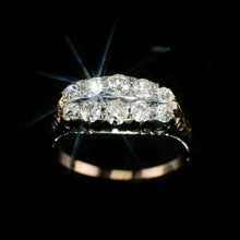 Load image into Gallery viewer, Antique Victorian 18K Gold Diamond Ring Old Cut Two Row Boat-Shaped - c.1890