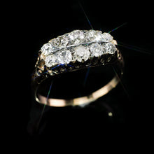 Load image into Gallery viewer, Antique Victorian 18K Gold Diamond Ring Old Cut Two Row Boat-Shaped - c.1890
