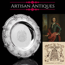 Load image into Gallery viewer, RESERVED - A Magnificent Georgian Large Solid Silver Dish (Britannia Silver) - Arms of 1st Duke of St Albans (Charles Beauclerk) - 1714 - Artisan Antiques