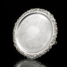 Load image into Gallery viewer, A Large Solid Silver Salver Edwardian - William Mammatt & Son 1902 - Artisan Antiques