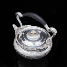 Load image into Gallery viewer, Antique Solid Silver Kettle with Ornate Chased Motifs - Elkington & Co. 1904 - Artisan Antiques
