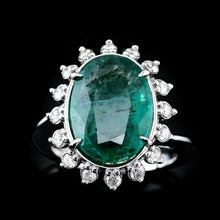 Load image into Gallery viewer, 5CT Natural Emerald & Diamond 14K White Gold Cluster Ring - GIA Certified