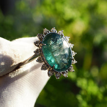Load image into Gallery viewer, 5CT Natural Emerald & Diamond 14K White Gold Cluster Ring - GIA Certified
