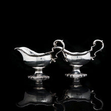 Load image into Gallery viewer, A Pair of Georgian Solid Silver Pedestal Sauce Boats - William Collins 1774 - Artisan Antiques