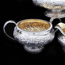 Load image into Gallery viewer, Georgian Solid Silver 3-Piece Chased Tea Set Chinoiserie Interest - Robert Peppin 1824 - Artisan Antiques