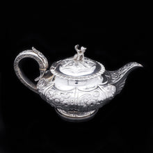 Load image into Gallery viewer, Georgian Solid Silver 3-Piece Chased Tea Set Chinoiserie Interest - Robert Peppin 1824 - Artisan Antiques