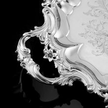 Load image into Gallery viewer, A Huge Solid Sterling Silver Victorian Two-Handled Tray with Cast Border & Fine Engravings - Barnard 1857 - 72cm (3.8kg)