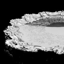 Load image into Gallery viewer, A Huge Solid Sterling Silver Victorian Two-Handled Tray with Cast Border & Fine Engravings - Barnard 1857 - 72cm (3.8kg)