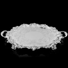 Load image into Gallery viewer, A Huge Solid Sterling Silver Victorian Two-Handled Tray with Cast Border & Fine Engravings - Barnard 1857 - 72cm (3.8kg)