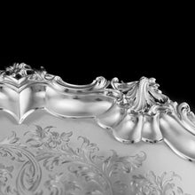 Load image into Gallery viewer, A Huge Solid Sterling Silver Victorian Two-Handled Tray with Cast Border & Fine Engravings - Barnard 1857 - 72cm (3.8kg)