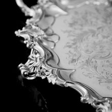 Load image into Gallery viewer, A Huge Solid Sterling Silver Victorian Two-Handled Tray with Cast Border & Fine Engravings - Barnard 1857 - 72cm (3.8kg)