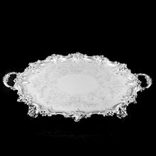 Load image into Gallery viewer, A Huge Solid Sterling Silver Victorian Two-Handled Tray with Cast Border & Fine Engravings - Barnard 1857 - 72cm (3.8kg)