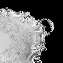 Load image into Gallery viewer, A Huge Solid Sterling Silver Victorian Two-Handled Tray with Cast Border & Fine Engravings - Barnard 1857 - 72cm (3.8kg)