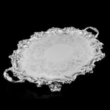 Load image into Gallery viewer, A Huge Solid Sterling Silver Victorian Two-Handled Tray with Cast Border & Fine Engravings - Barnard 1857 - 72cm (3.8kg)