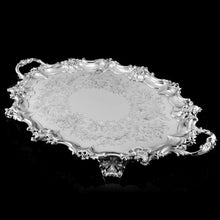 Load image into Gallery viewer, A Huge Solid Sterling Silver Victorian Two-Handled Tray with Cast Border & Fine Engravings - Barnard 1857 - 72cm (3.8kg)