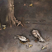 Load image into Gallery viewer, A Solid Silver Mixed Metal Japanese Box Meiji Era with Shibuichi & Shakudou - Hidetada/Shuusei c.1890 - Artisan Antiques