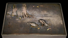 Load image into Gallery viewer, A Solid Silver Mixed Metal Japanese Box Meiji Era with Shibuichi & Shakudou - Hidetada/Shuusei c.1890 - Artisan Antiques