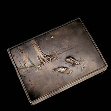 Load image into Gallery viewer, A Solid Silver Mixed Metal Japanese Box Meiji Era with Shibuichi & Shakudou - Hidetada/Shuusei c.1890 - Artisan Antiques