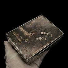 Load image into Gallery viewer, A Solid Silver Mixed Metal Japanese Box Meiji Era with Shibuichi & Shakudou - Hidetada/Shuusei c.1890 - Artisan Antiques