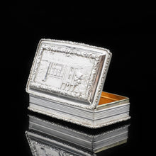 Load image into Gallery viewer, Newstead Abbey "Castle Top" Silver Table Snuff Box - Nathaniel Mills 1838 - Artisan Antiques