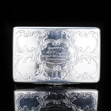 Load image into Gallery viewer, Antique Table Silver Snuff Box with Hand Engraved Scrolls - Victorian 1850 - Artisan Antiques