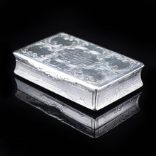 Load image into Gallery viewer, Antique Table Silver Snuff Box with Hand Engraved Scrolls - Victorian 1850 - Artisan Antiques