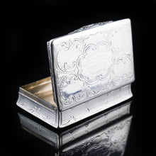 Load image into Gallery viewer, Antique Table Silver Snuff Box with Hand Engraved Scrolls - Victorian 1850 - Artisan Antiques