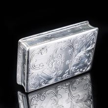 Load image into Gallery viewer, Antique Table Silver Snuff Box with Hand Engraved Scrolls - Victorian 1850 - Artisan Antiques